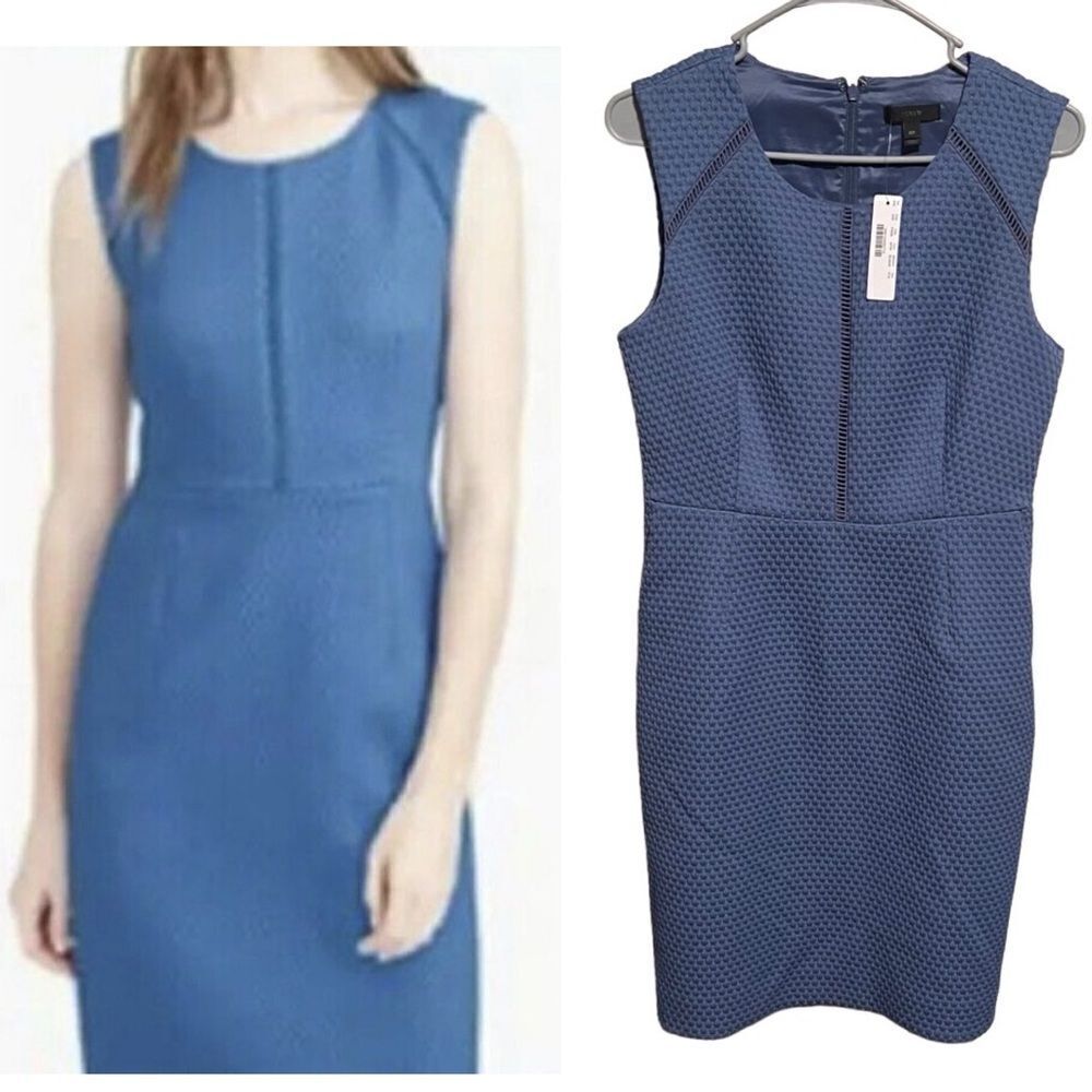 NWT-J. Crew- Women’s Powder Blue Portfolio Textured Sleeveless Sheath Dress, 10P